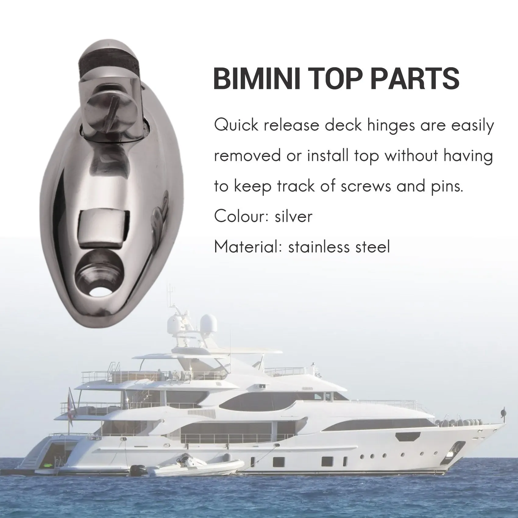 Cerniera girevole superiore Bimini a sgancio rapido Montaggio laterale del ponte Cerniera girevole superiore in acciaio inossidabile 316 Montaggio laterale del ponte G