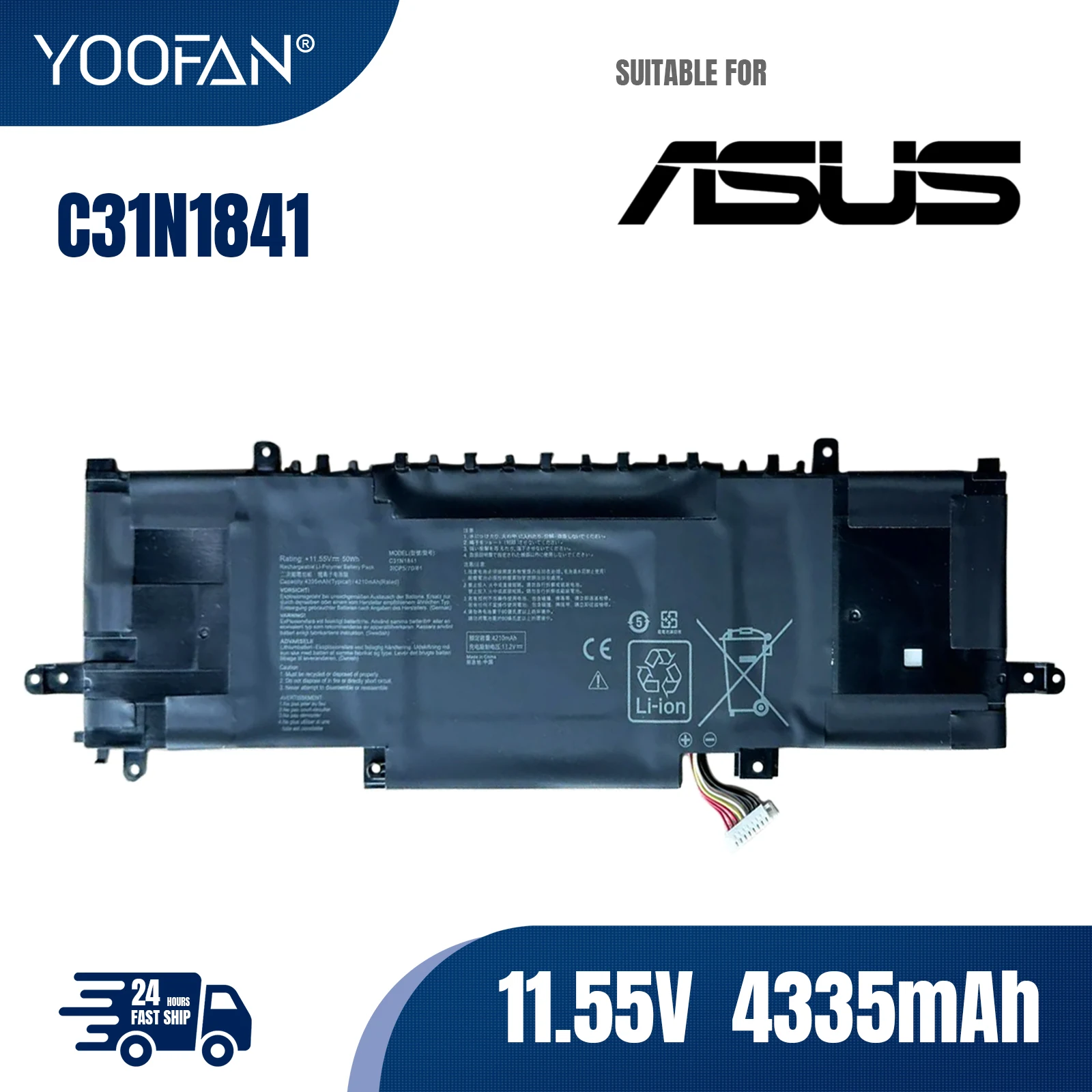 

YOOFAN C31N1841 Аккумулятор для ноутбука ASUS ZenBook UX334FL UX333FAC UX433FL UX433FLC UM433DA UM433IQ UM434DA UM434IQ 11,55 в 50 Вт/ч