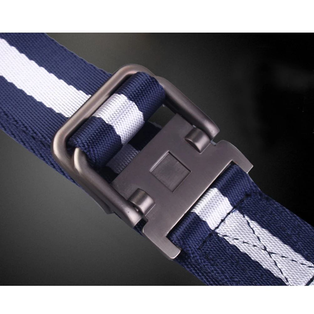 

Belt Heavy Duty Waist Belt Metal Buckle Adjustable Military Style Nylon Belts Waist Belt (Blue and White)