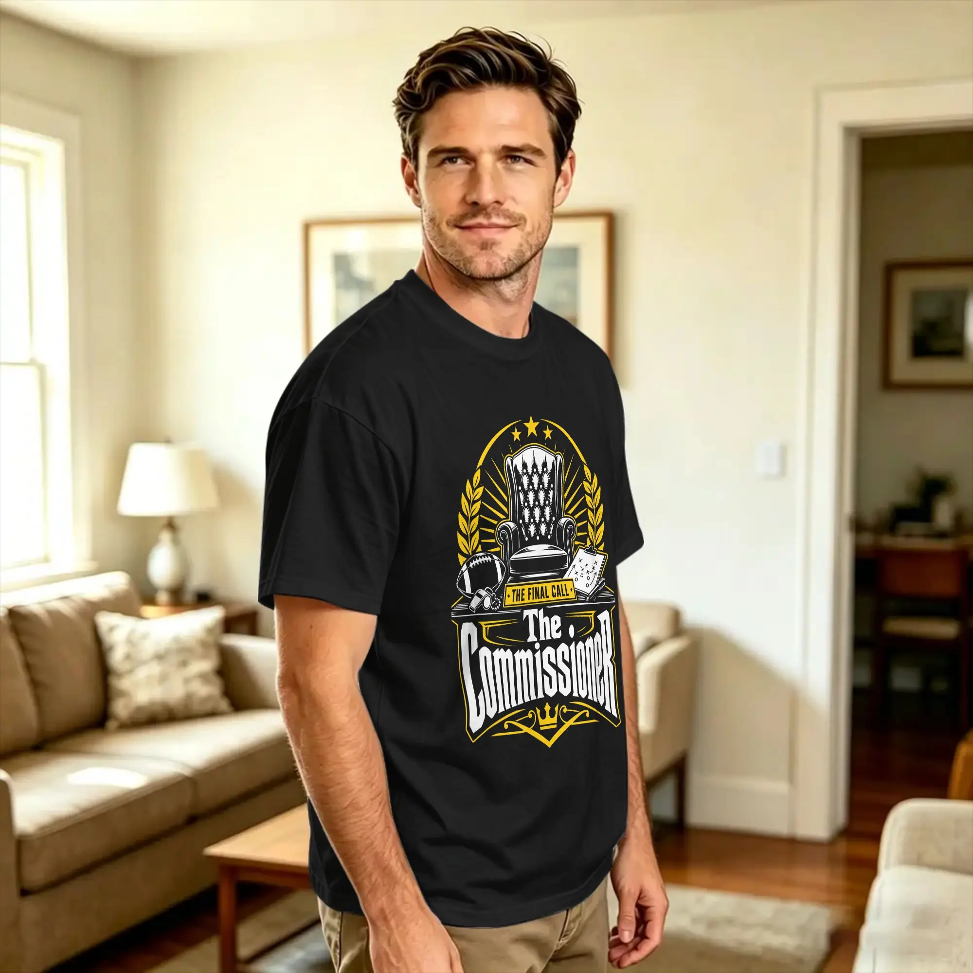 Fantasy Football Commissioner Fantasy Football Commish T-Shirt Men's  Streetwear T Shirts Summer O Neck Novelty Tees Pattern