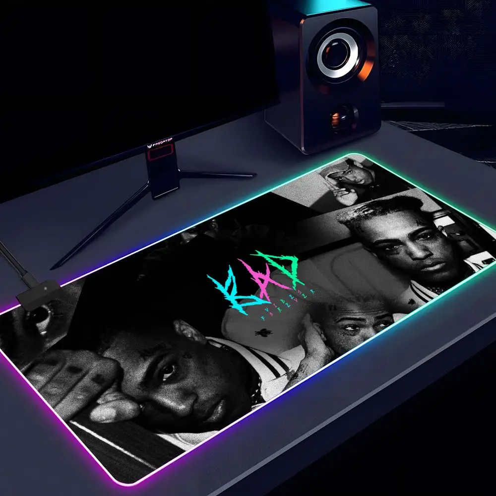 Imagem -04 - Rgb Rapper x -xxxtentacion Mouse Pad Antiderrapante Tapete de Mesa Extra Grande Luminous Office Mouse Pad 1000x500 mm