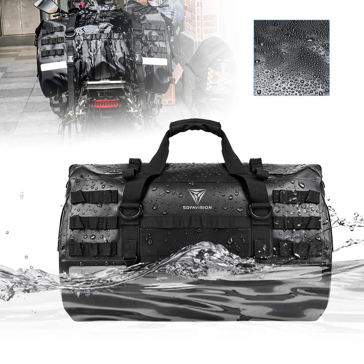 SOYAVISION 50L 70L 80L دراجة نارية مقاوم للماء الذيل حقيبة السفر حقيبة أمتعة خارجية دراجة نارية حقيبة مقعد