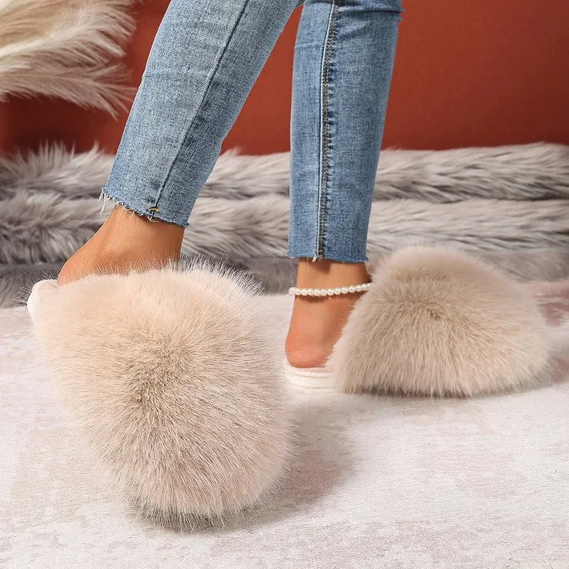 Innovative Indoor Slippers for Women Anti-slip Round Head Keep Warm One Kick Shoes for Women Suede 2024 New Light Home Slipper