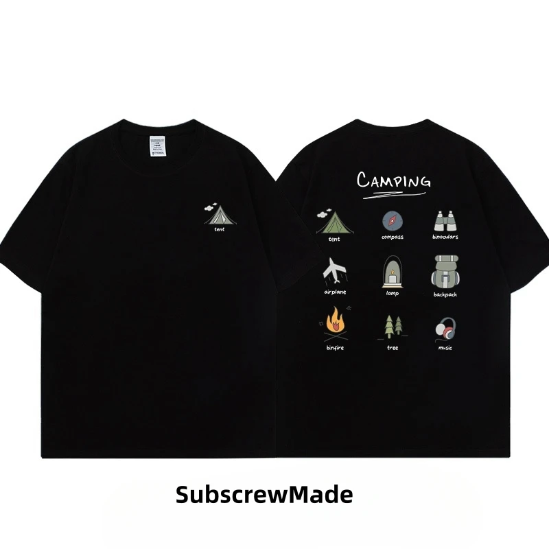 

Men's Fashion Trendy Brand American Retro Printing T-shirt Men's Short-sleeved Loose Casual Couple High-quality Pure Cotton Top