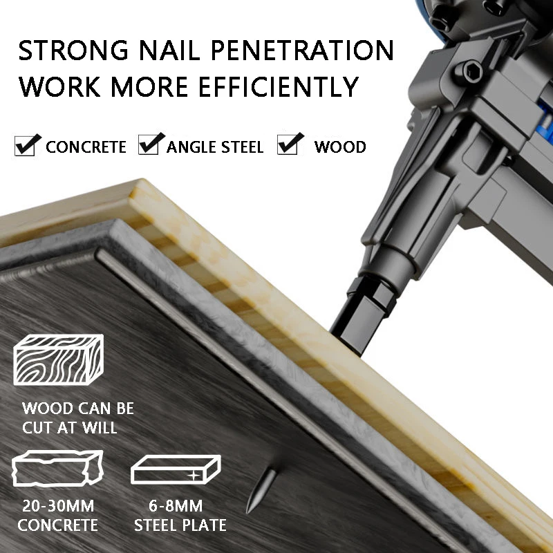 Imagem -03 - Arma de Pregos Elétrica Concreta Gás Nail Plumber Grab Especial Row Nail Straight Nail Gun Aço de Parede de Cimento