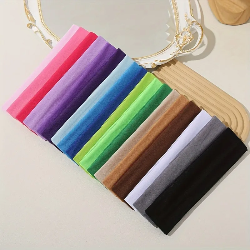 10 pieces of women's elastic headband, anti slip, sweat absorbing, suitable for yoga, running, and sports image 4