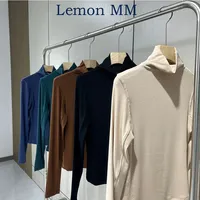 Lulu Same 2023 Women's S Screw Threadpolo/Turtle Neck Top High Elasticity Base Layer Push-Up Collar Long Sleeve Top