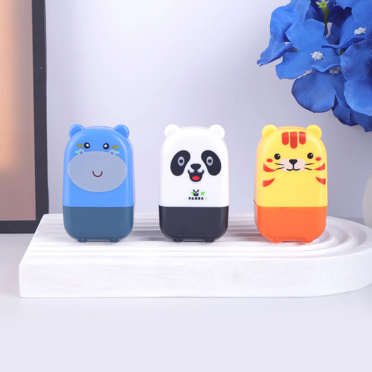 Cute Animal Roller Privacy Stamp - Panda Hippo Tiger Security Inkless Stamp for Identity Protection, Mail, Documents, Office Use