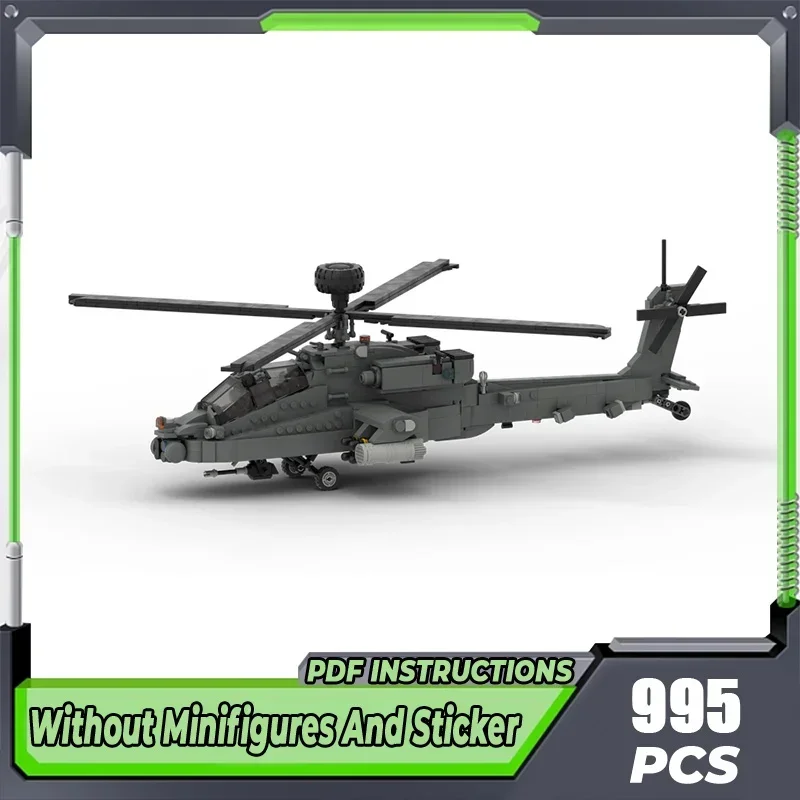 Military Series Moc Building Blocks Boeing AH-64 APACHE Helicopter Model Technology Bricks DIY Airplane Toys For Kids Children