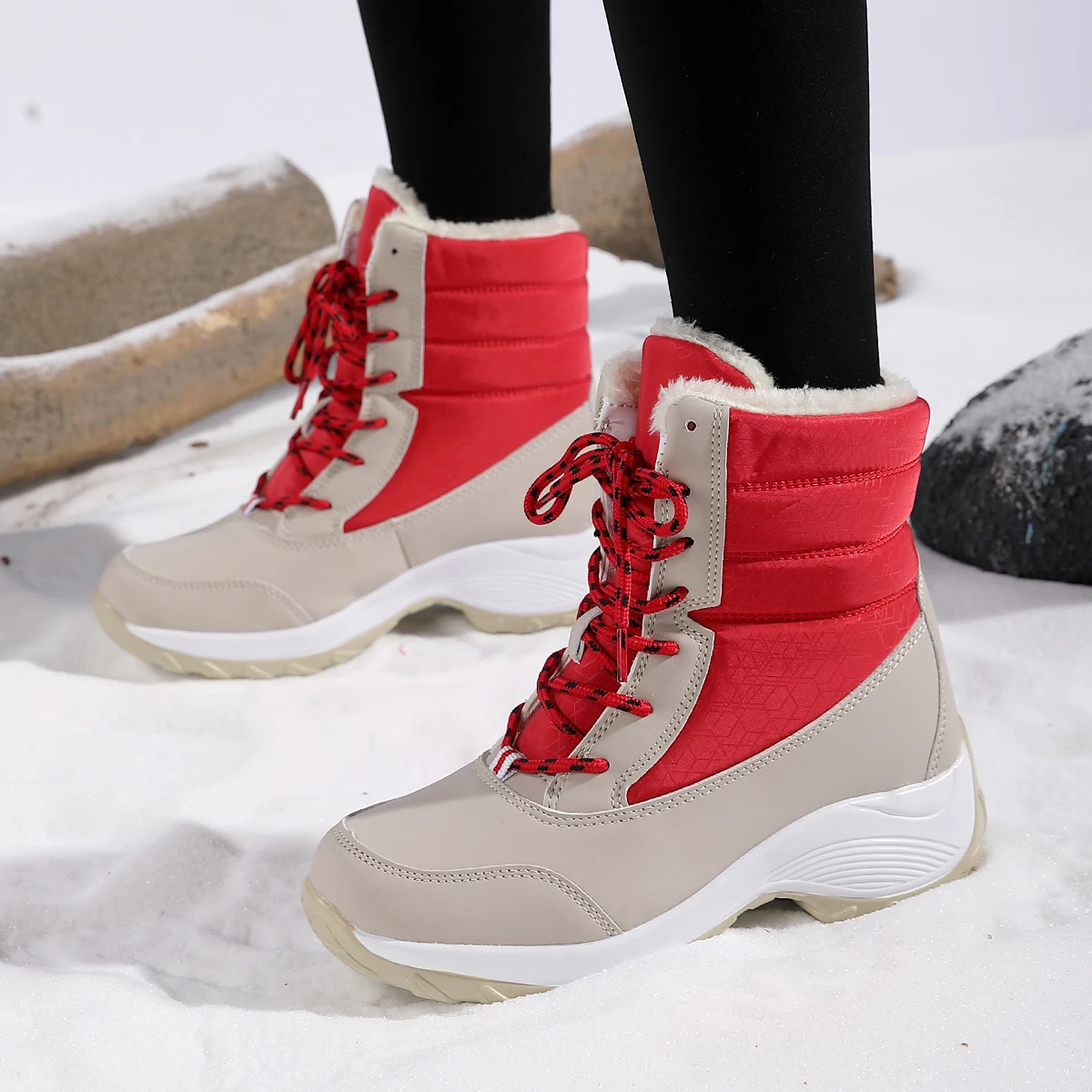 Snow Boots for Women Platform Shoes Boots Plush Keep Warm Women\'s Thigh High Boots Winter Ankle Boots Comfortable Walking Shoes