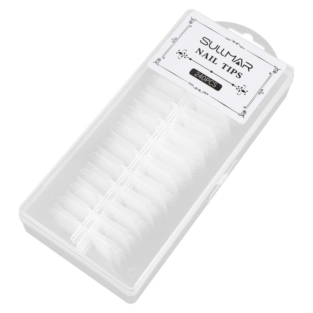 

240 Pcs Nail Art Fake Nails Tips Full Cover Clear Short Press on Square Decals False Sticker Wide