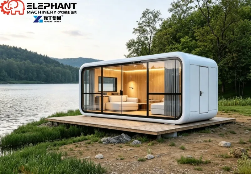 Modern Prefab Apple Capsule House With Smart Space-Saving Layout, Built-In Ventilation, USB Charging And Privacy Curtains