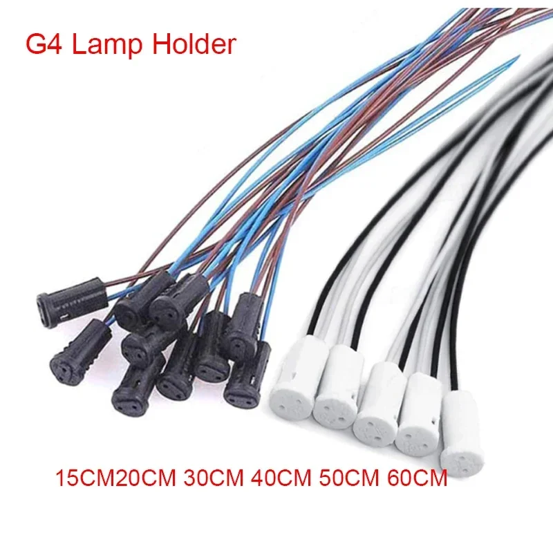 세라믹 램프 거치대 LED 램프 커넥터, 0.3 스퀘어 케이블, 소켓 피팅, 20cm, 30cm, 40cm, 50cm, 60cm, G4, 10PCs