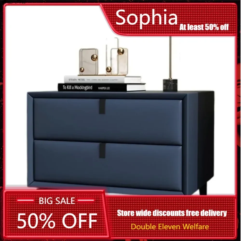 

Bedside Cabinet Designer Italian PU Bedside Cabinet Solid Wood Carbon Iron Bedhead Cabinet Bedside Furniture Furniture