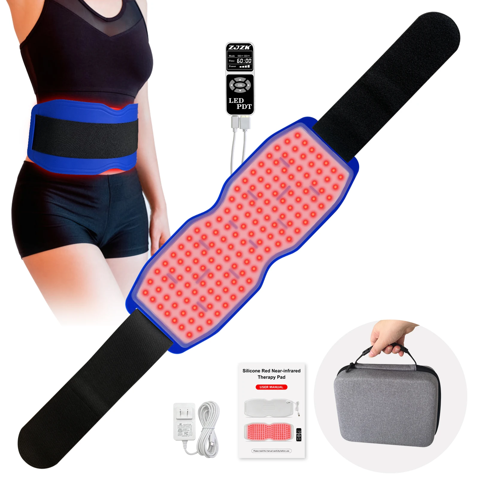 

ZJZK Red Light Belt 660nm 850nm 940nm Laser Therapy Handheld Machine Infrared Light For Thigh Increase Body'S Immune Function