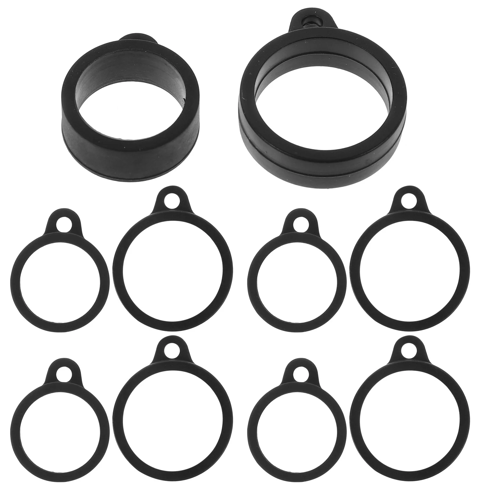 20 Pcs Silicone Hanging Black 16mm 20mm Portable Anti lost Lanyard Gadget Rings for Car Keys Mobile Pendant