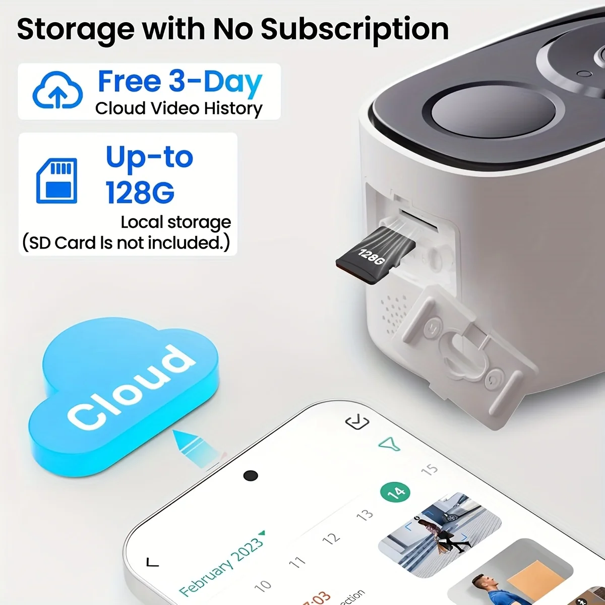 كاميرا مراقبة خارجية لاسلكية 3 ميجابكسل مع بطارية ولوحة شمسية، تدعم بطاقة SD/سحابة مجانية