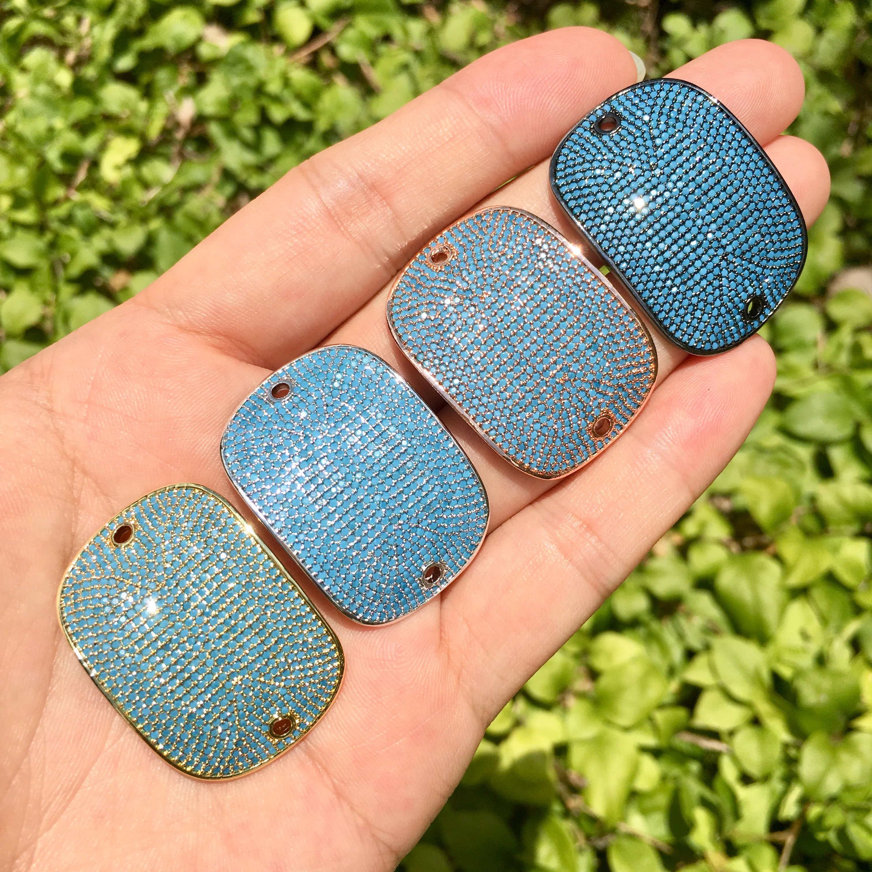 

Turquoise Zirconia Pave Rectangle Connector Spacer for Custom Design Handmade Jewelry Accessory Findings Bracelet Necklace