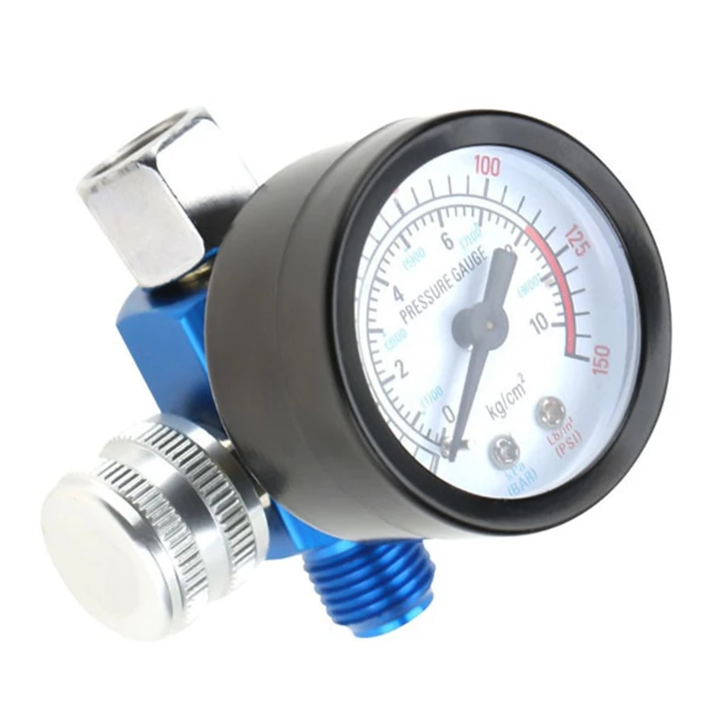 Compact- Air Compressor 1/4” Paint Air Pressure Regulator Pressure Gauge Pneumatic Tool Accessory Metal Made Dropship