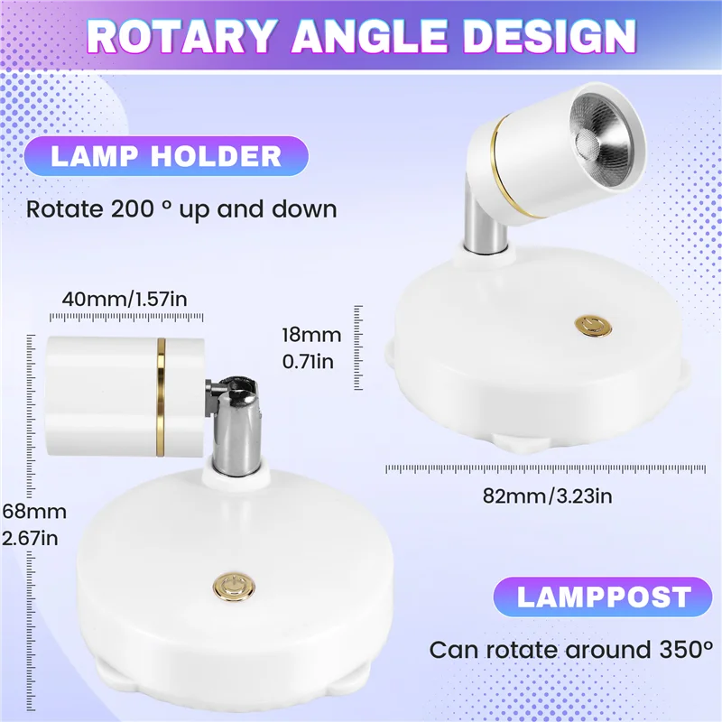 AF90-Wireless Spot Lights Battery Operated Accent Lights Indoor Dimmable LED Spotlight Anywhere Rotatable Wall Light(2 Pack)