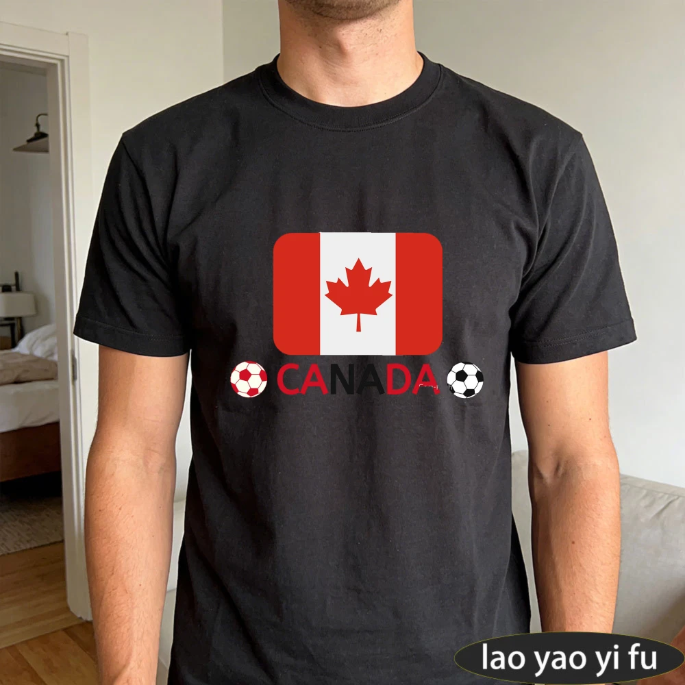 Canada Flag Soccer Part T-Shirt Soccer Fans Gift Shirt Canada Patriotism Tshirt Men Women Fashion Crewneck Cotton Tee Tops