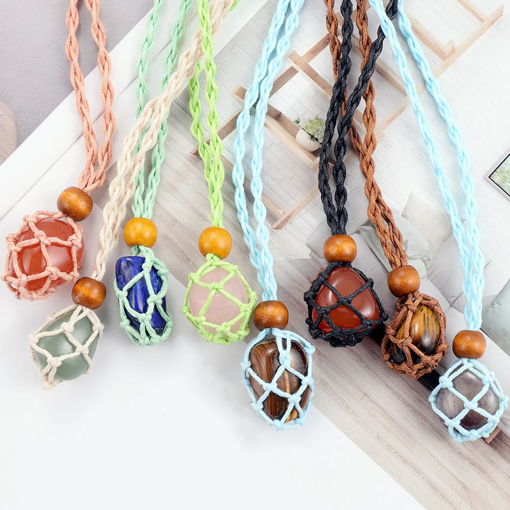 

4 шт. тканая веревка для ожерелья с полой клеткой для кристаллов и камней, держатель для подвески «сделай сам», регулируемый шнур из натурального воска, шнур для ожерелья