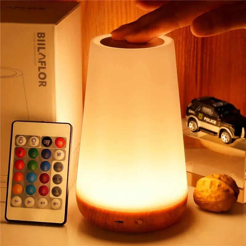 13 Color Changing Night Lamp RGB Remote Control Touch Dimmable Lamp Portable Table Bedside Lamps USB Rechargeable Night light