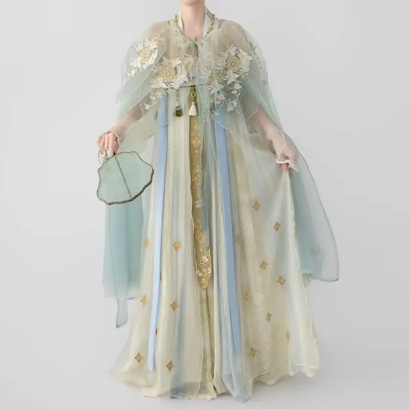 

Платье Hanfu 2021, женское платье Hanfu с китайской градиентной вышивкой, женское платье Hanfu на Хэллоуин, карнавальный костюм, праздничный наряд, платье Hanfu