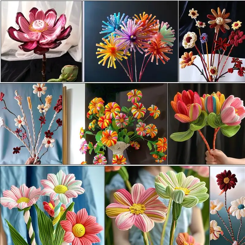Plush Stick 100pcs Twisting Bar Chenille Stems Wire Pipe Kids Toys DIY Children Educational Toy Creative Handmade Craft Supplies