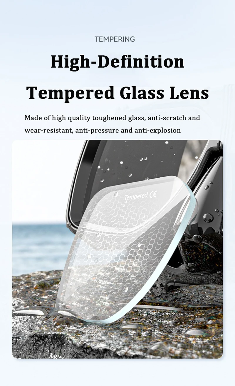 사각 프레임 다이빙 스노클링 마스크 고화질 대형 프레임 초광각 시야 스쿠버 다이빙 거울 액체 실리콘