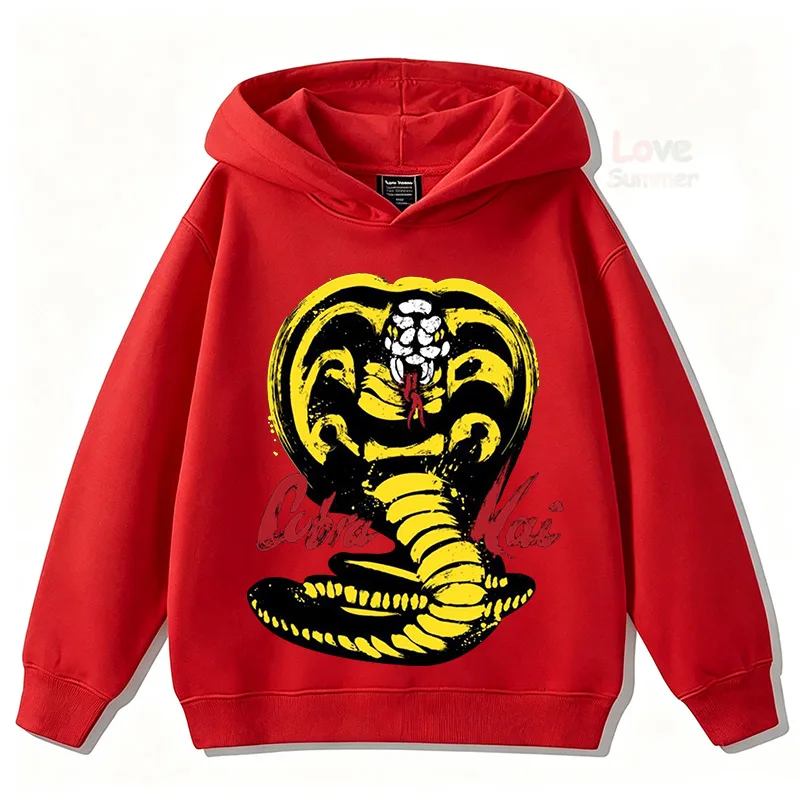 Herbst Cobra Kai Lustige Kinder-Hoodies, Kinder-Sweatshirt, Streetwear für Jungen und Mädchen, Grafik, lässiger Sport-Pullover – Detail 6