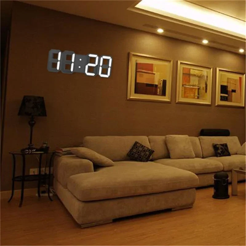 LED Digital Wall Clock Alarm Clock 3 levels Brightness Home decor