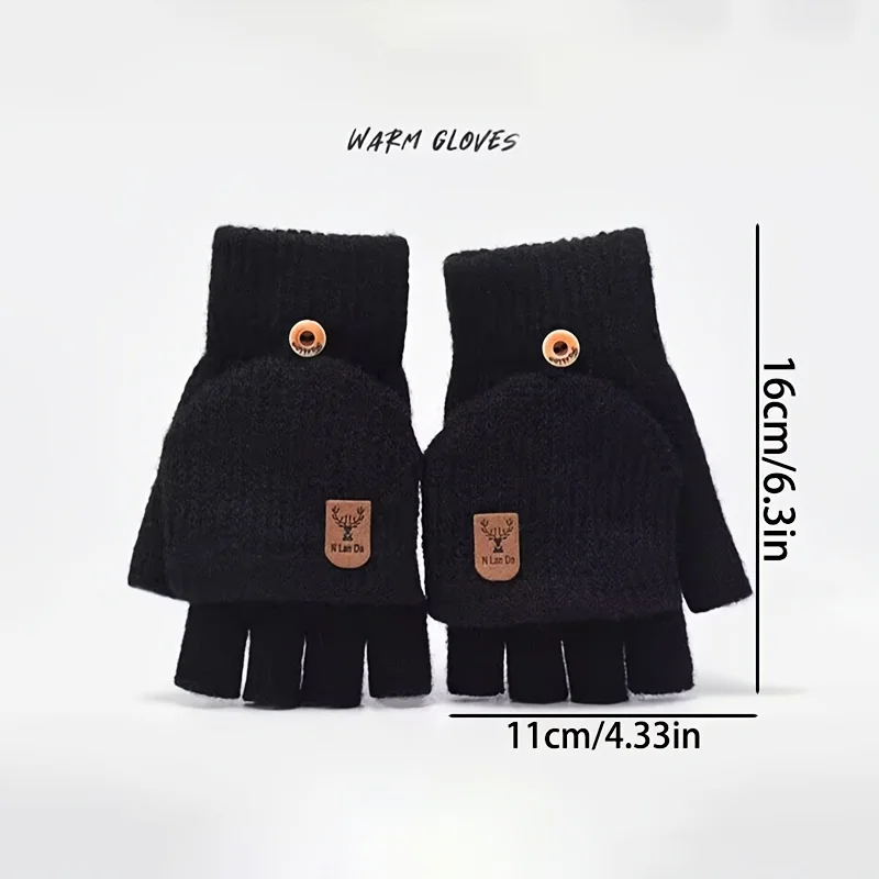 Men's Half Finger Gloves in Autumn and Winter Can Be Used for Writing and Office Work, Keeping Warm and Cold Proof