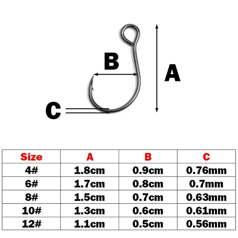 10pcs/lot Size 4-12# ORIGIN for Fishing Lure Replacement Hook Single Fish Bait Hook Inline Hook Big Eye High Carbon Steel Tackle