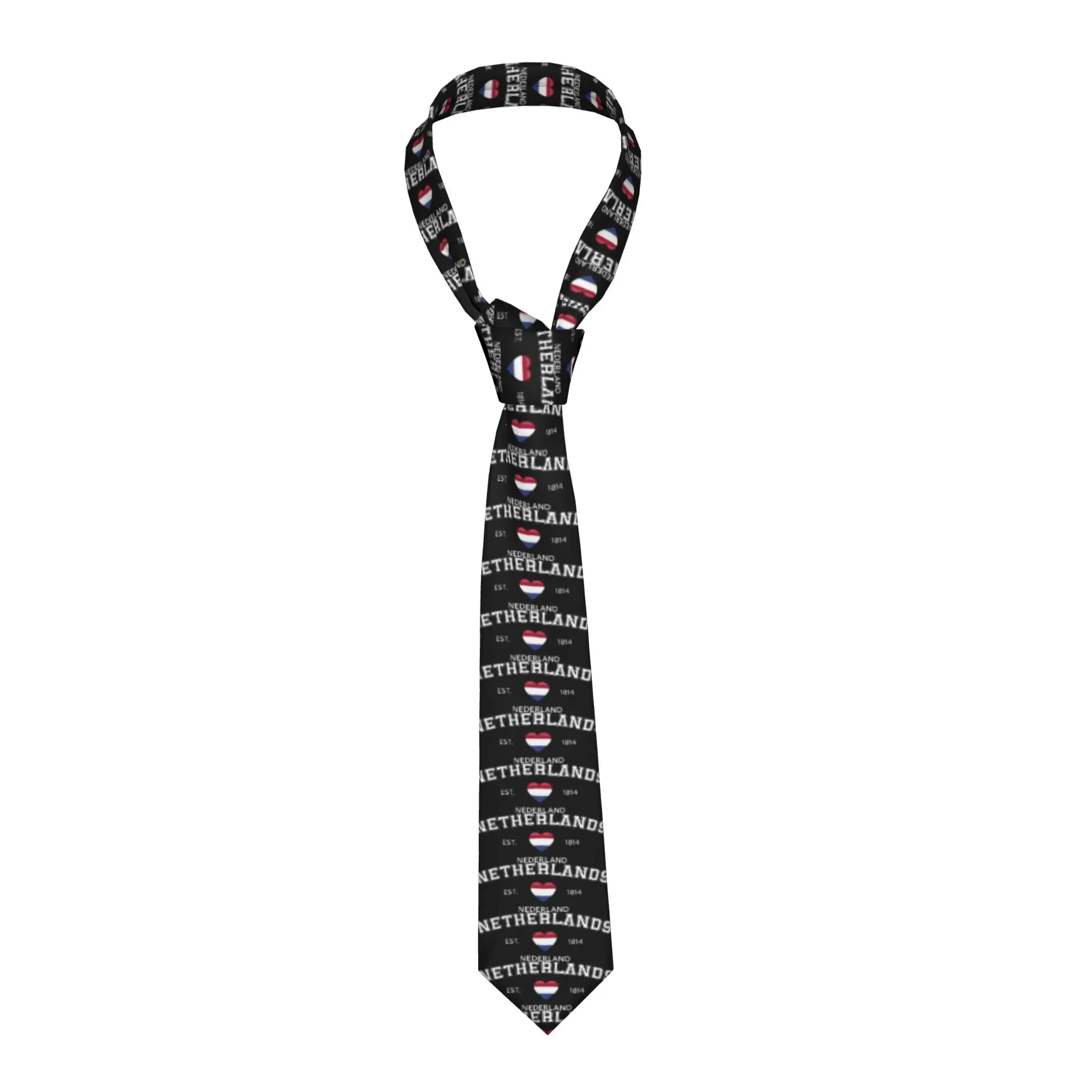 Netherlands Flag Heart Tie  Graphic Neck Ties Cool Fashion Collar Tie Men Women Cosplay Party Necktie Accessories