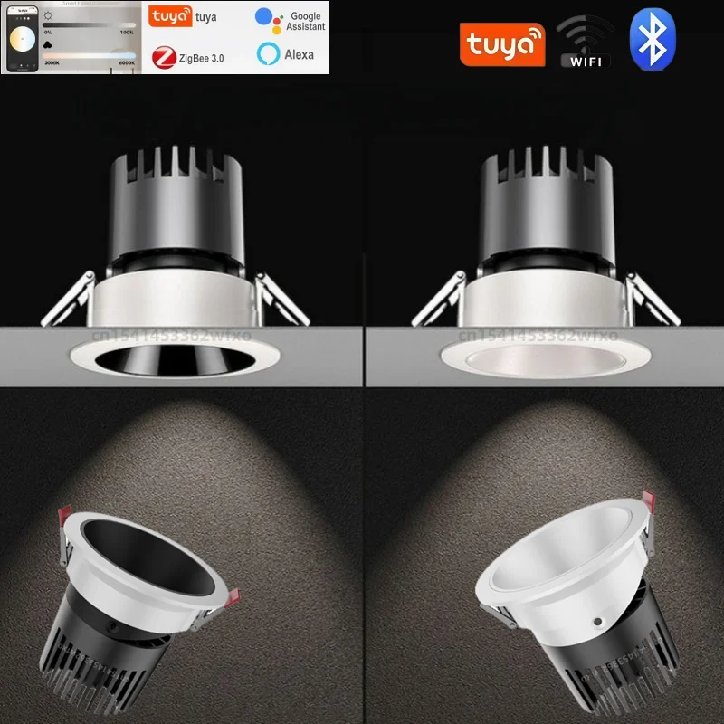 

Tuya Intelligent 2.4G remote control dimmable Led downlight embedded sky lantern COB spot light living room interior lighting