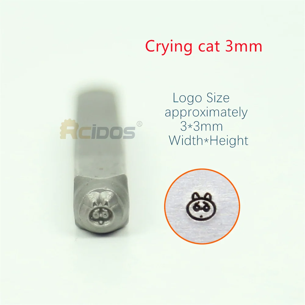 RCIDOS Crying cat 3/4/6mm Design Metal Jewelry Stamps,DIY Bracelet/jewelry symbols steel stamp