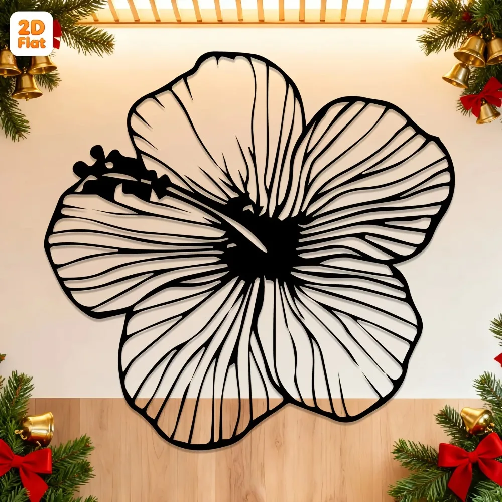 Vintage Floral 2D Flat Metal Wall Art Weather Resistant Tropical Iron Sculpture Mural Coastal Home Decor for Pool House Beach Ba