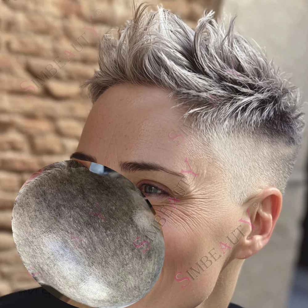 

Мужской парик из 100% натуральных человеческих волос, цвет блонд 1B80 1B65, с серыми оттенками, с естественной фестончатой линией роста волос, прочный, незаметный, с микропленкой 0.1 мм