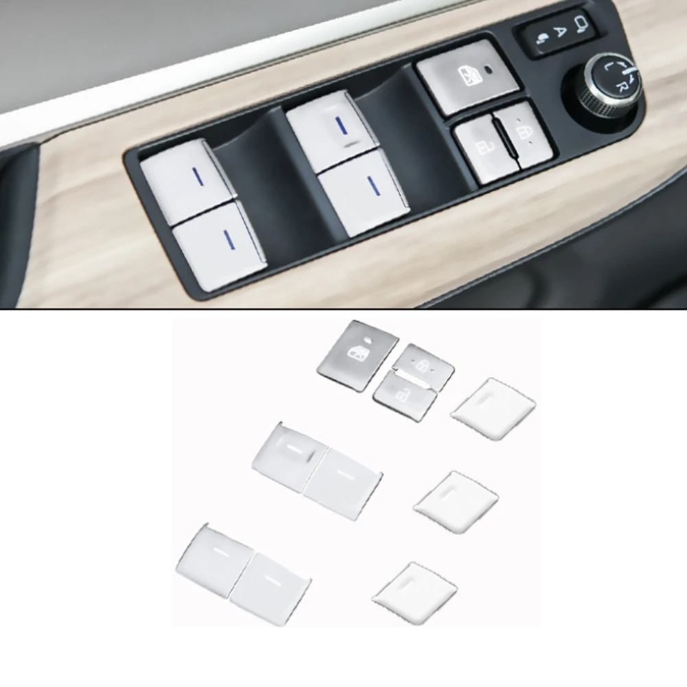 For Toyota Harrier Venza 2020-2022 Car Window Lift Switch Button Sticker Cover Trim Decoration Patch Accessories,Silver