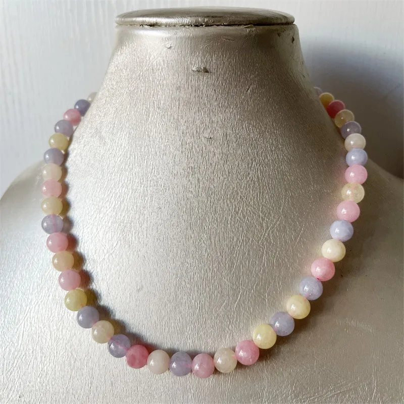 10Style 8MM Rubellite Peridot Tourmaline Amazonite Necklace Jade Jasper Natural Stone Beads Jewelry Choker Healing Yoga Female