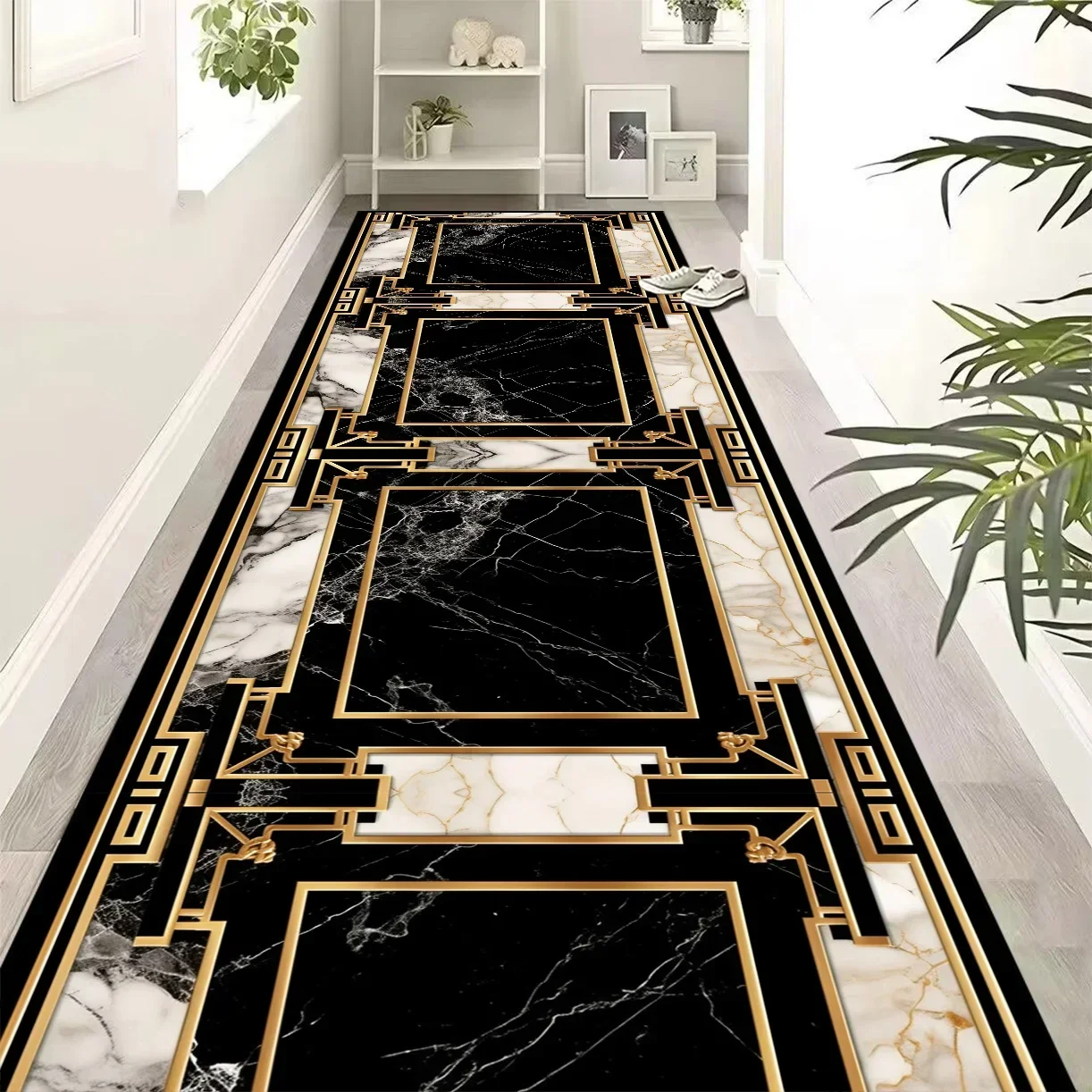 Luxurious Golden Long Corridor Carpet European Decoration Hallway Carpets Non-slip Stairway Rug Customizable Runner Aisle Mat 러그