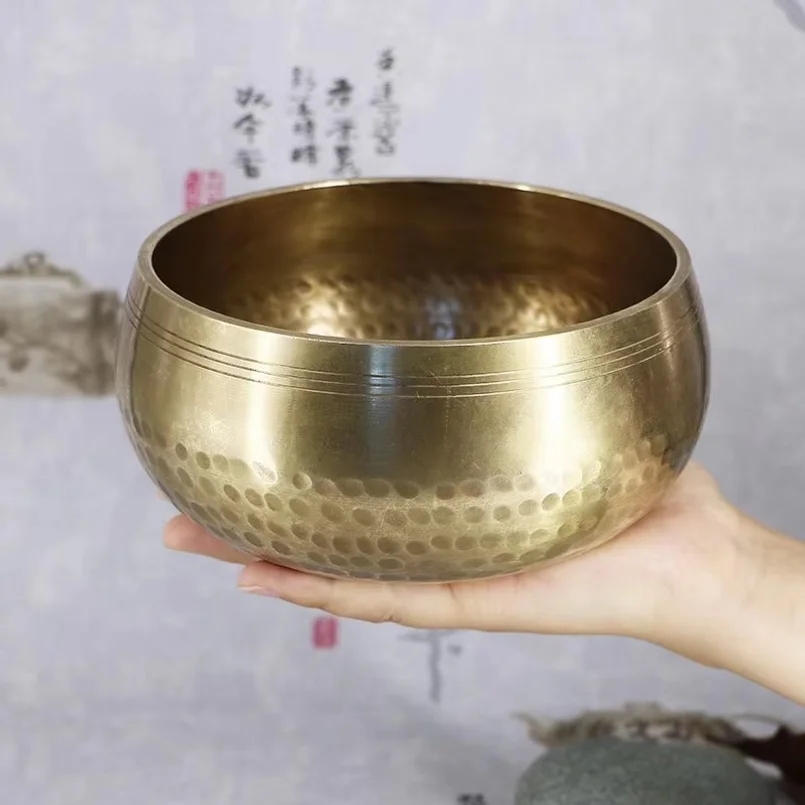 Sanskrit Bowl Yoga Meditation Nepal Handmade Tibet Buddha Handmade Chanting Bowl Brass Chime Music Therapy Tibetan Singing Bowl