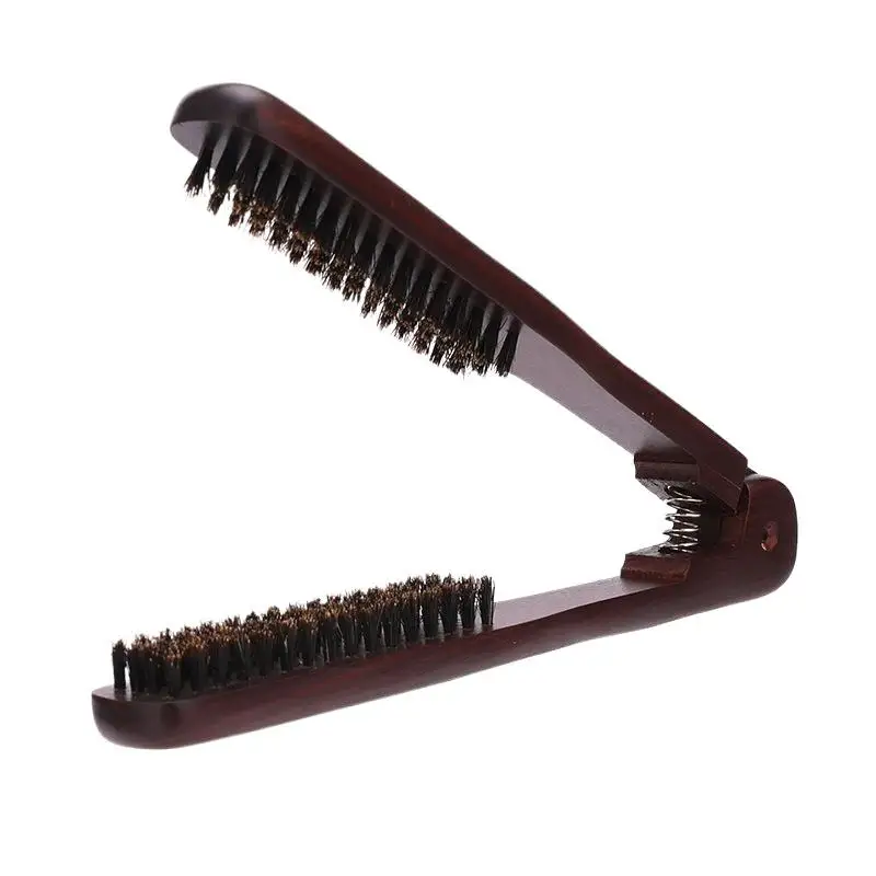 1Pcs V-Shape Straightening Comb Paddle Brush Anti-Static Boar Bristle Hair Straightener Styling Tool For Smoothing & Detangling image 3