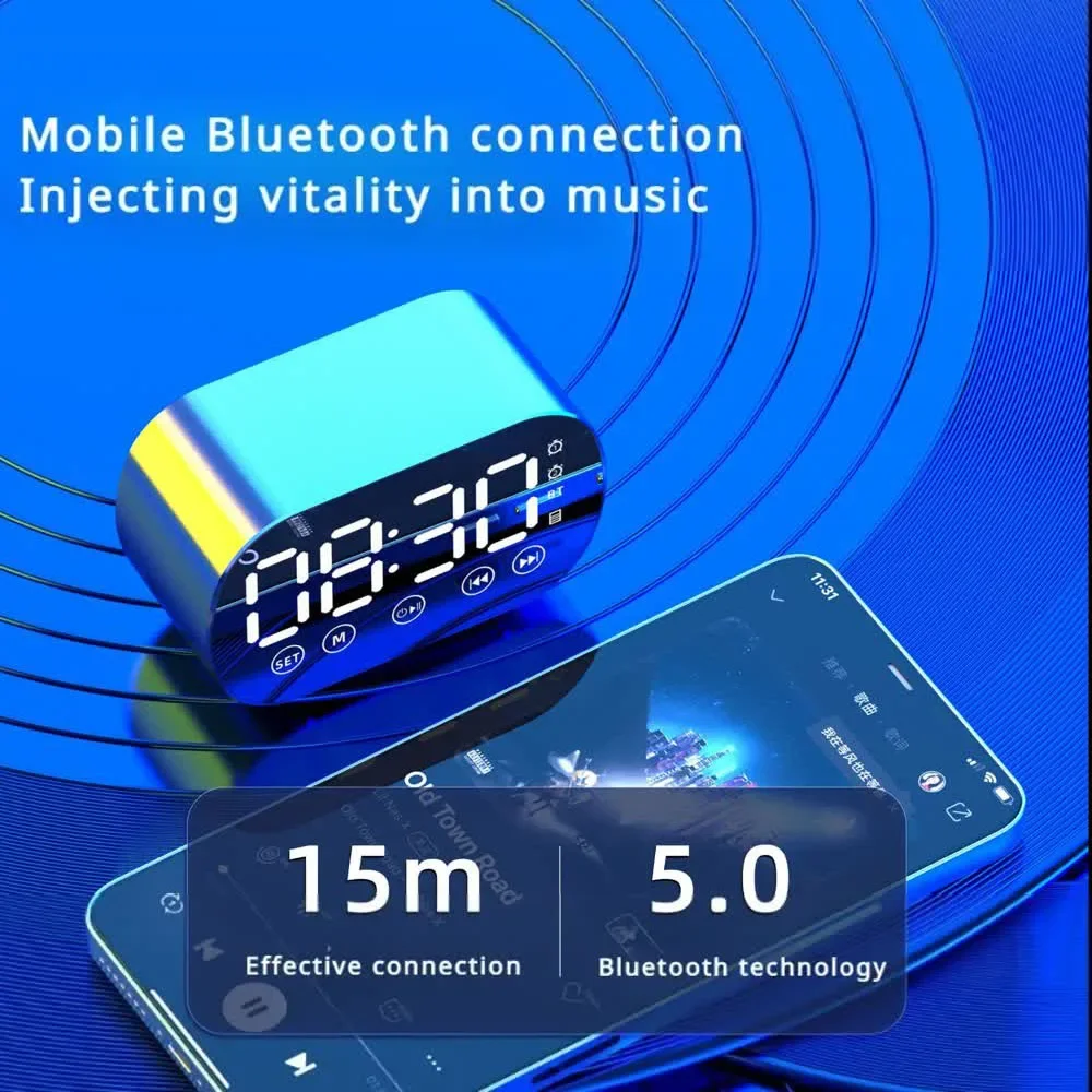 Carpbaba S15 Music Plastic Portable Wireless Bluetooth Speaker Alarm Clock Mini Card Insertion children's Clock children's Gift