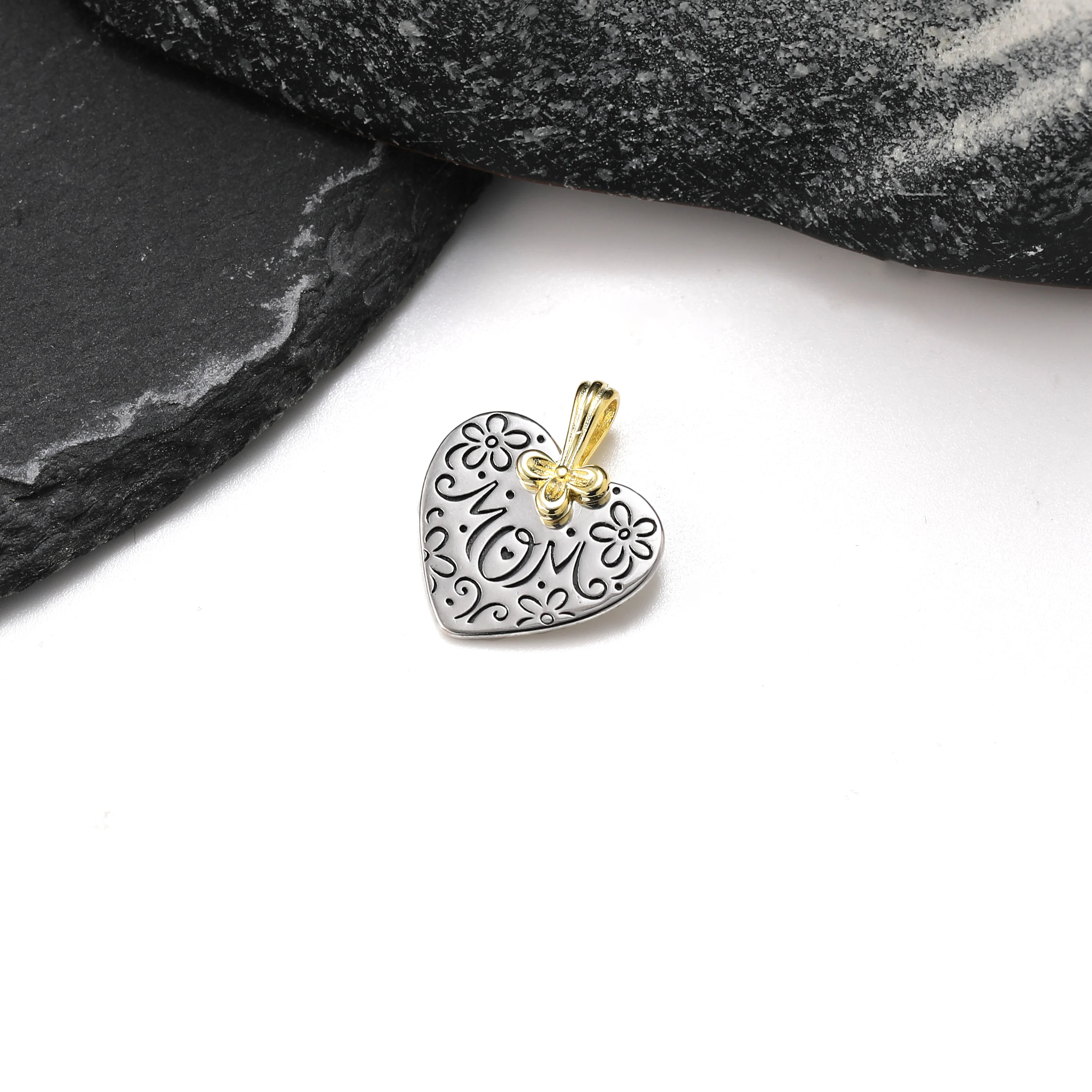 

DJ232 genuine 925 sterling silver fashionable and exquisite enamel craft love letter MOM pendant DIY silver jewelry accessory