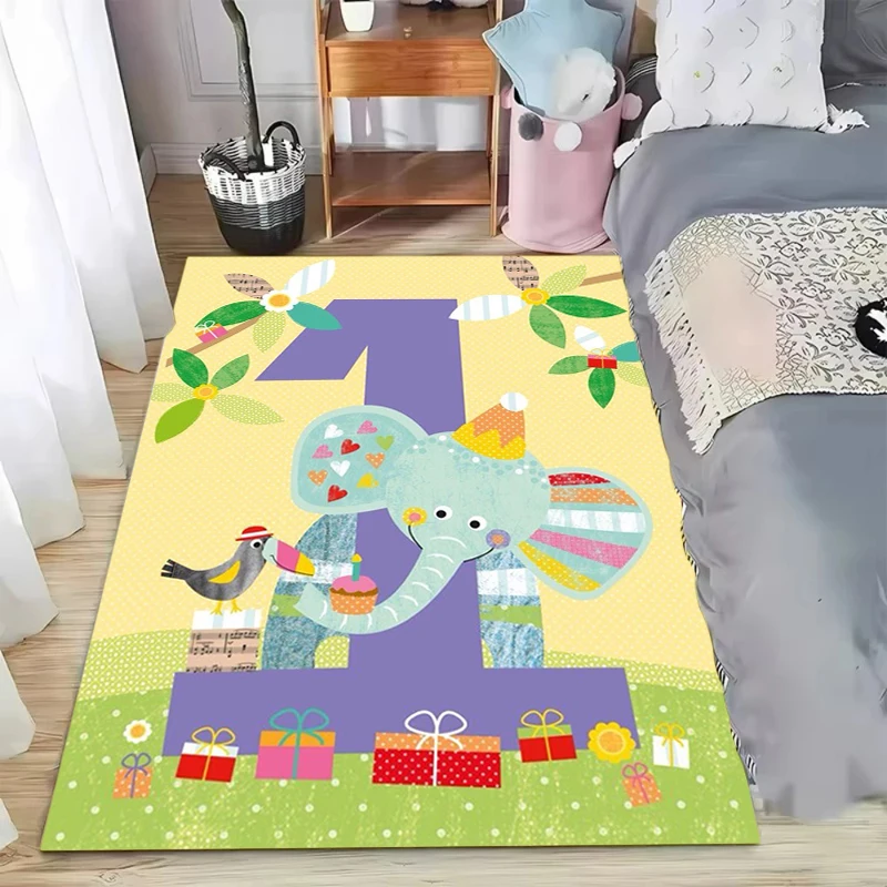 

Детский коврик для дня рождения с животными, декоративный ковер для дома, гостиной, с рисунком слона, обезьяны, джунглей, нескользящий, мягкий напольный коврик