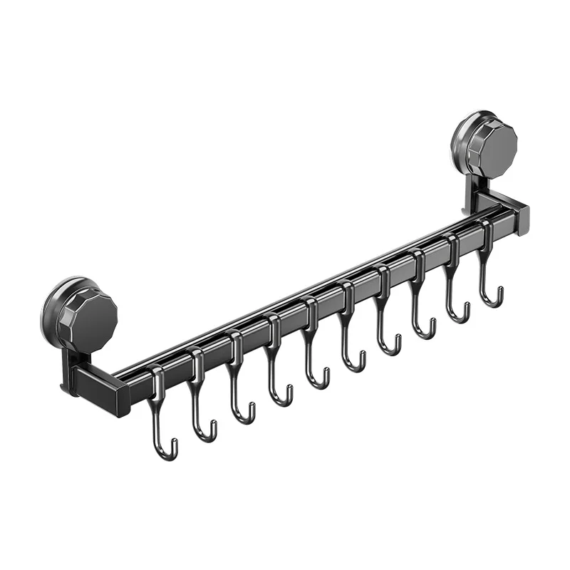 Gancho organizador de cocina de aluminio, estante de almacenamiento de espátula de doble poste montado en la pared, estante de tapa de olla sin perforar de 50/60/40/30cm