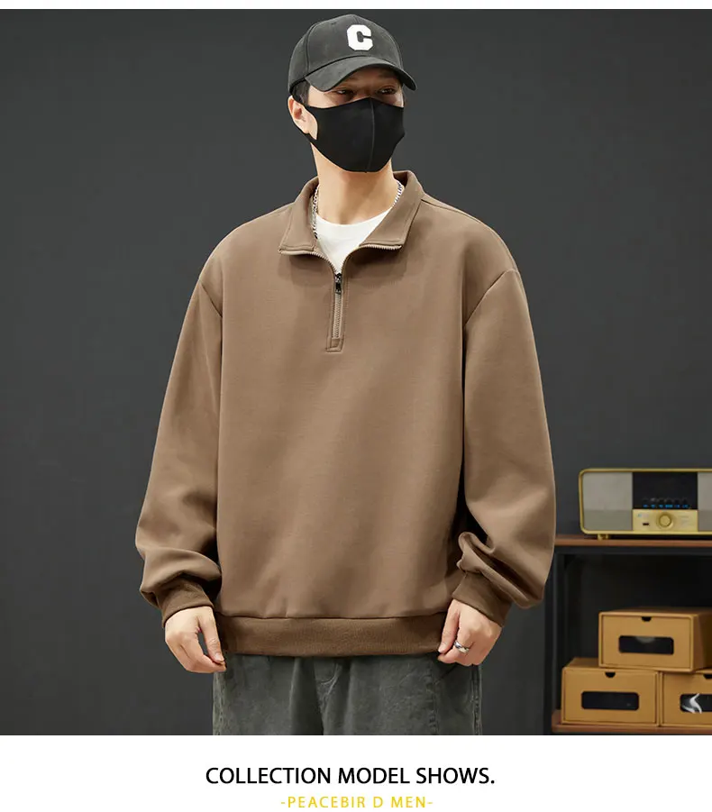 2026 Spring New Men's Large Size Sweatshirt Half Zip Designer Pullover Male Turtleneck Long Sleeve Big Plus 8XL Loose Sport Top