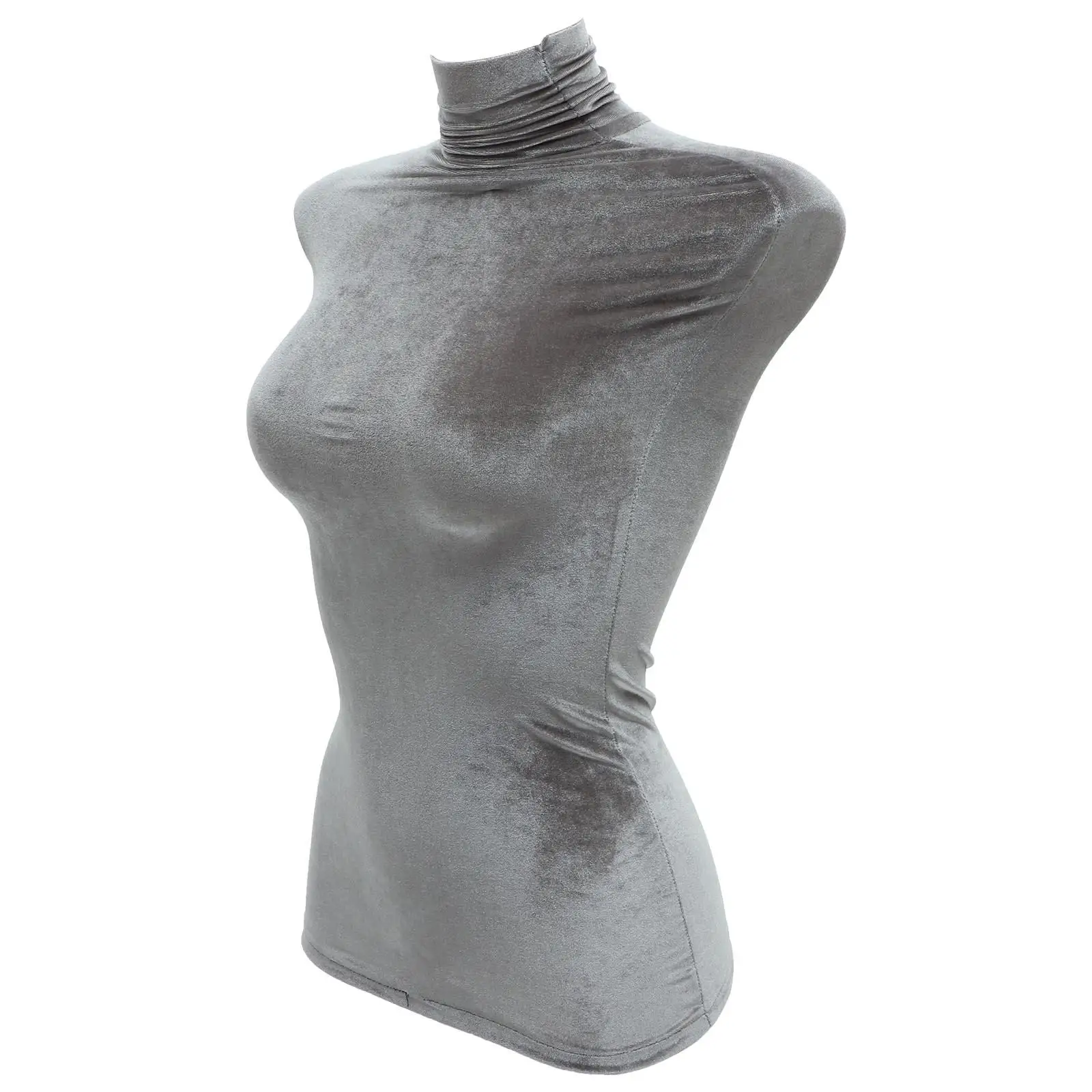 

Gray Velvet Female Mannequin Cloth Cover Prop Retail Store Display Lightweight Reusable Upper Body Model Cover Velour